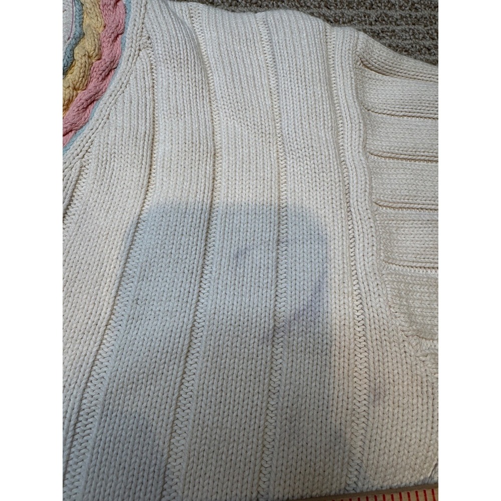 Vintage Abercrombie & Fitch Cable‎ Knit V Neck Sweater Size M Cottagecore Preppy - Picture 7 of 11